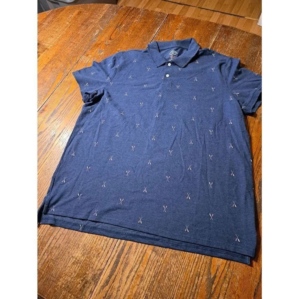 XL St Johns Bay Cricket Blue Short Sleeve Polo Shirt Casual Athleisure Athletic